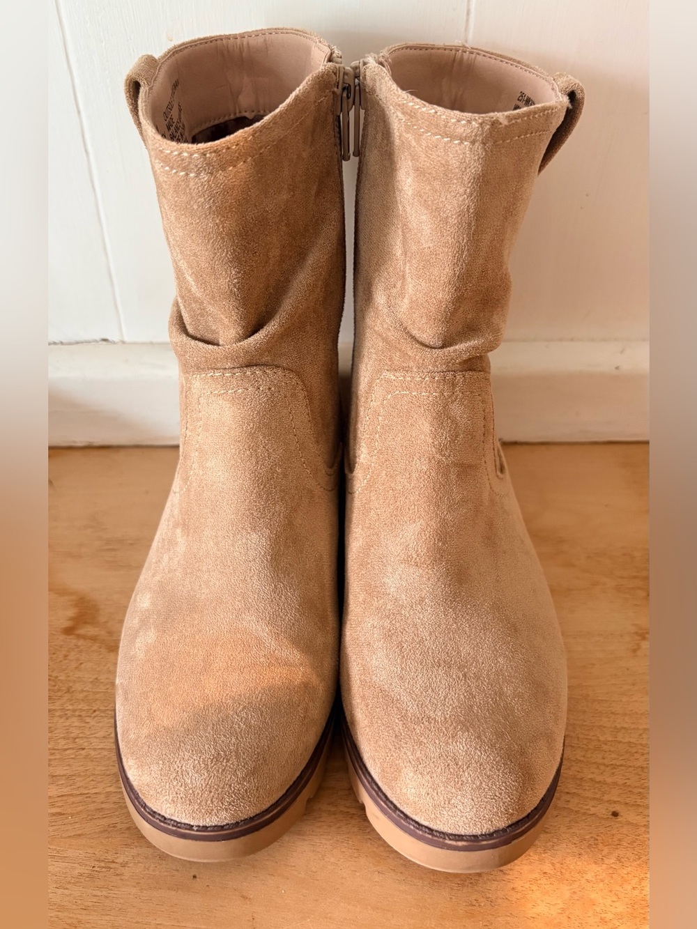 White Mountain Girls Tan Suede Ankle Boots